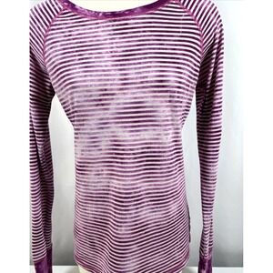 prAna Women's Striped Purple Tye Dyed Long Sleeve Boho Hippie Shirt Size M